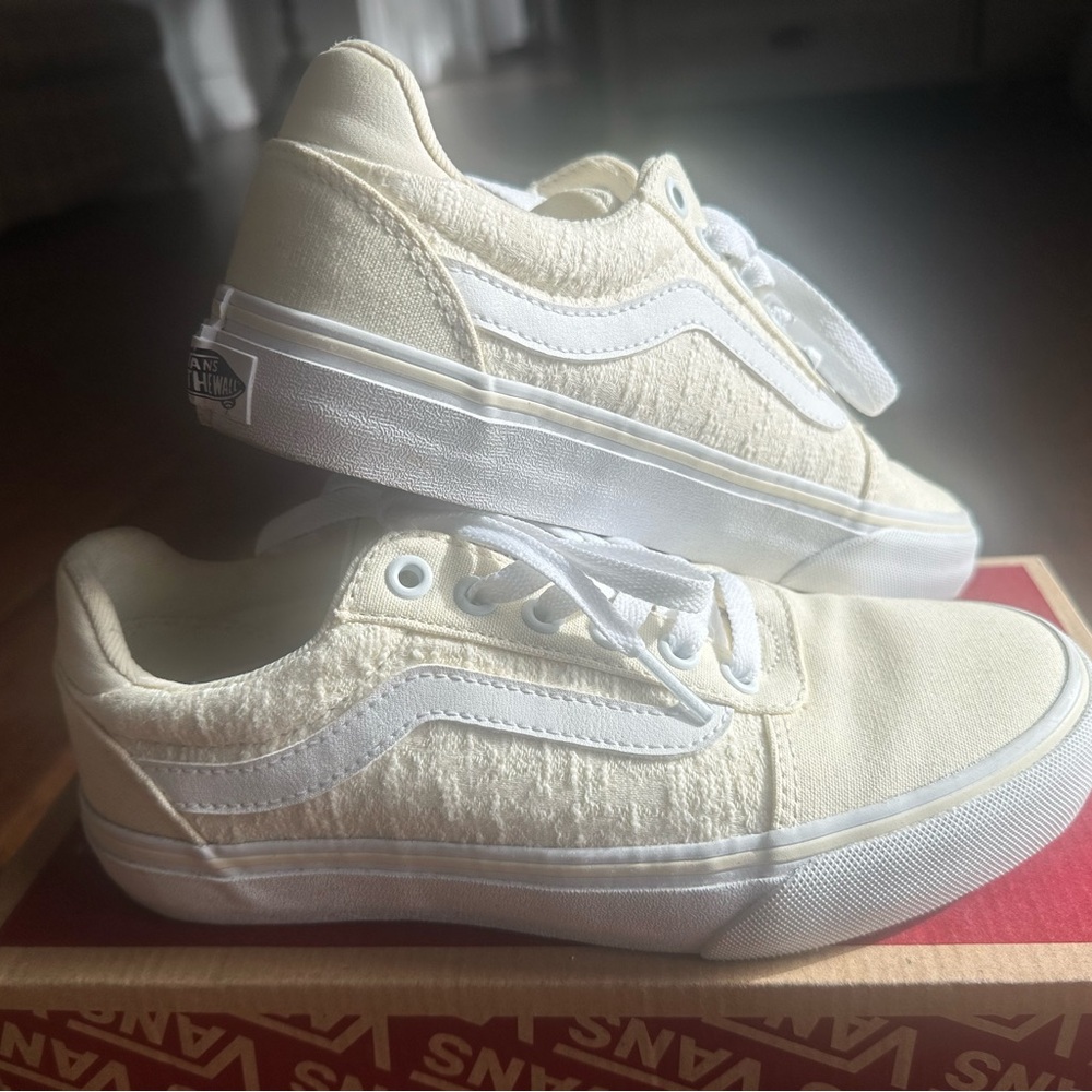 Vans Deluxe Comfort Ortholite Old Skool Woven Linen Women’s Size 6 Pale Yellow